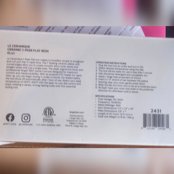 L' ange Blush Hair Ceramic Straightener 1 Pass Flat Iron - Picture 3 of 5